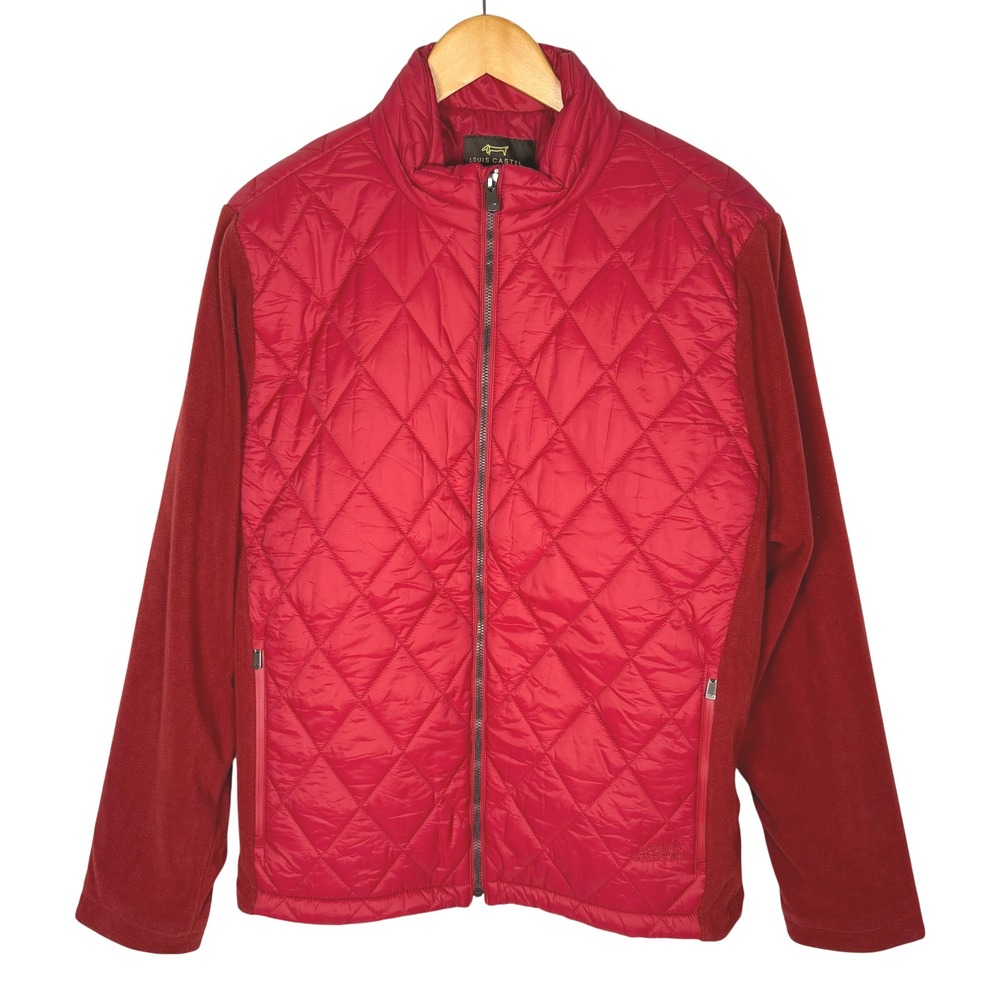 Louis Castel Men's Diamond Quilted Hybrid Fleece Puffer Golf Jacket XL EUC Gorp
